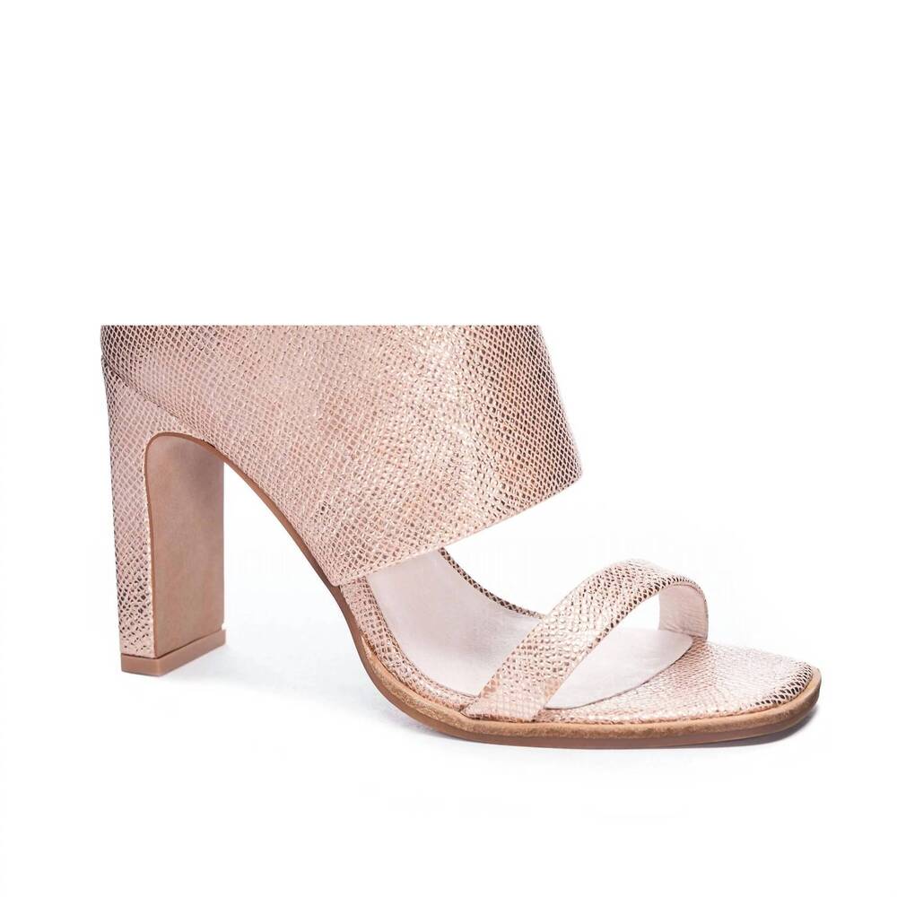 NEW 42 GOLD women's linx scaly metallic slip on heels in rose gold
